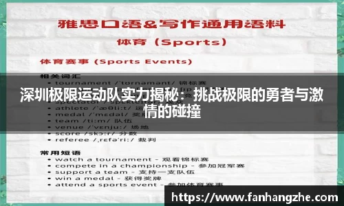 深圳极限运动队实力揭秘：挑战极限的勇者与激情的碰撞